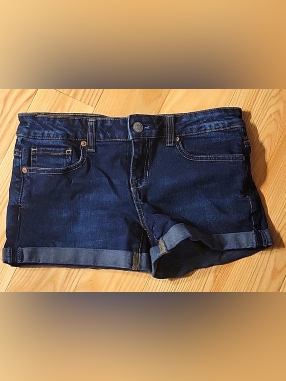 Aeropostale Denim Shorts Size 5/6 Dark Wash Cuffed Low Rise Casual